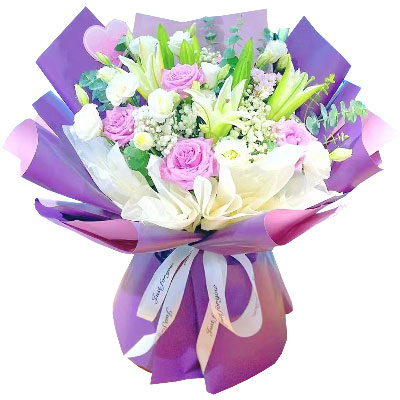 大庆6朵紫玫瑰3支百合，爱之倾诉
