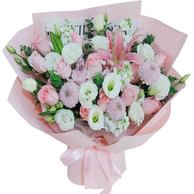 大庆13朵戴安娜粉玫瑰百合,幸福源泉