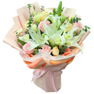 大庆10朵玫瑰百合混搭，爱是难忘时刻